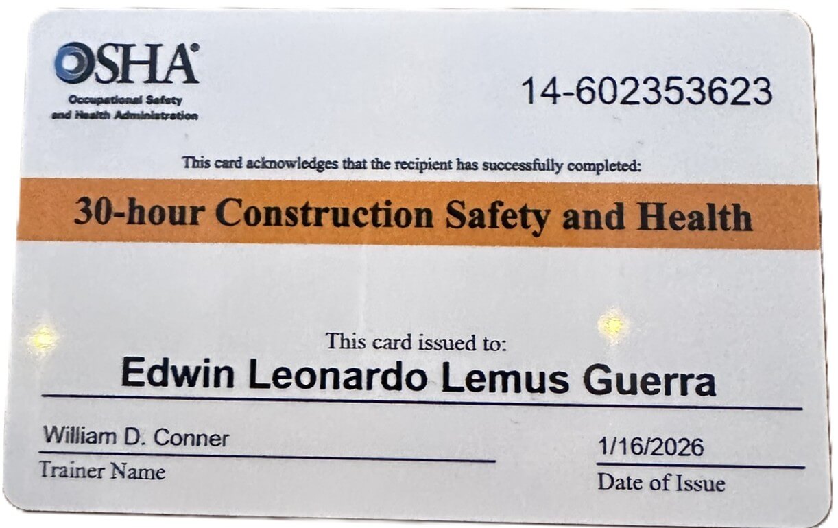 OSHA 30-Hour Construction Safety Certification